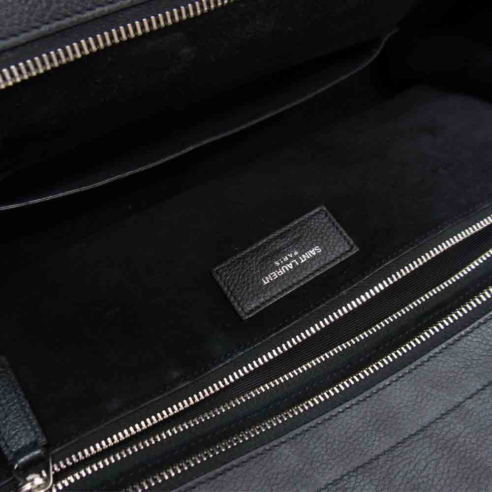 SAINT LAURENT サンローラン PARIS 国内正規品 448967 BG8HN 1000 Grained Calfskin Suede Medium Cabas Rive Gauche ミディアム カバ リヴ ゴーシュ 2WAY バッグ ブラック系【中古】