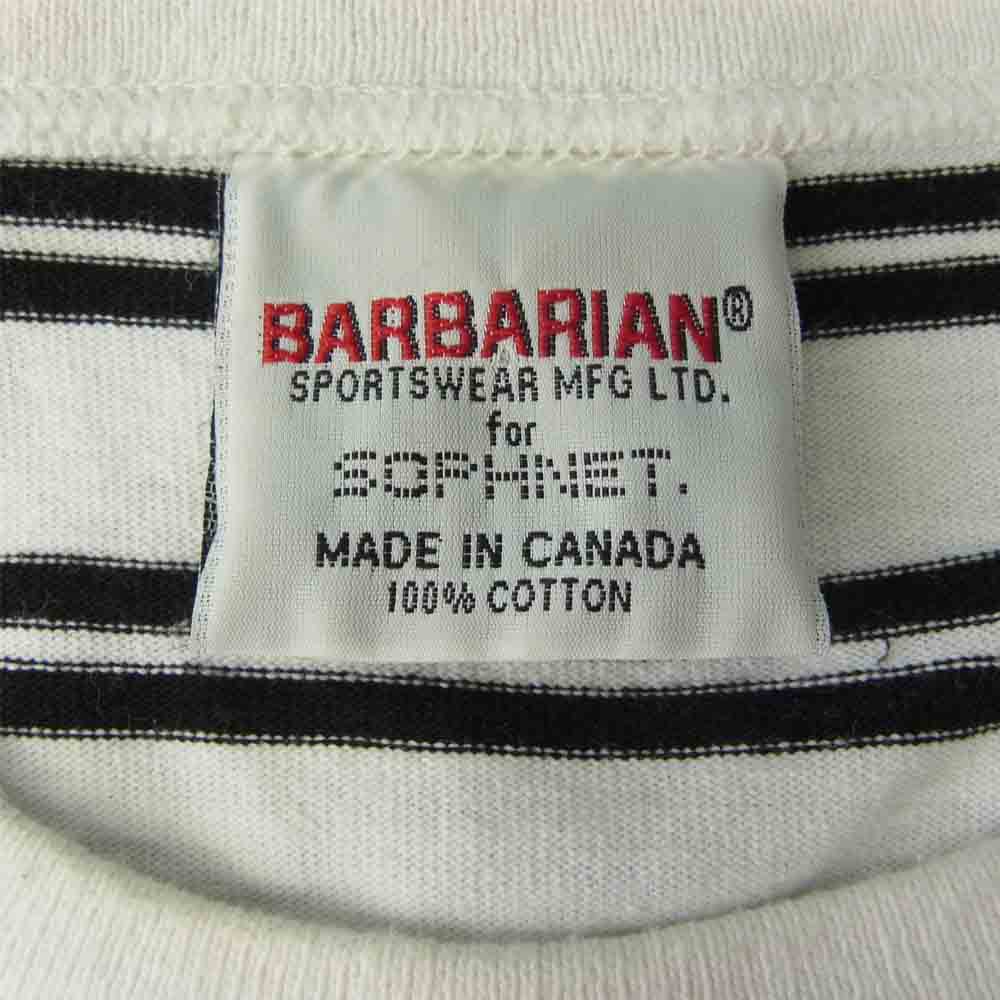 SOPHNET. ソフネット SOPH-180166 × BARBARIAN BORDER TEE バーバリアン ボーダー Tシャツ 半袖 ホワイト系 ブラック系 L【中古】