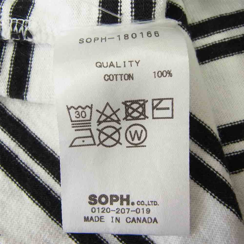 SOPHNET. ソフネット SOPH-180166 × BARBARIAN BORDER TEE バーバリアン ボーダー Tシャツ 半袖 ホワイト系 ブラック系 L【中古】