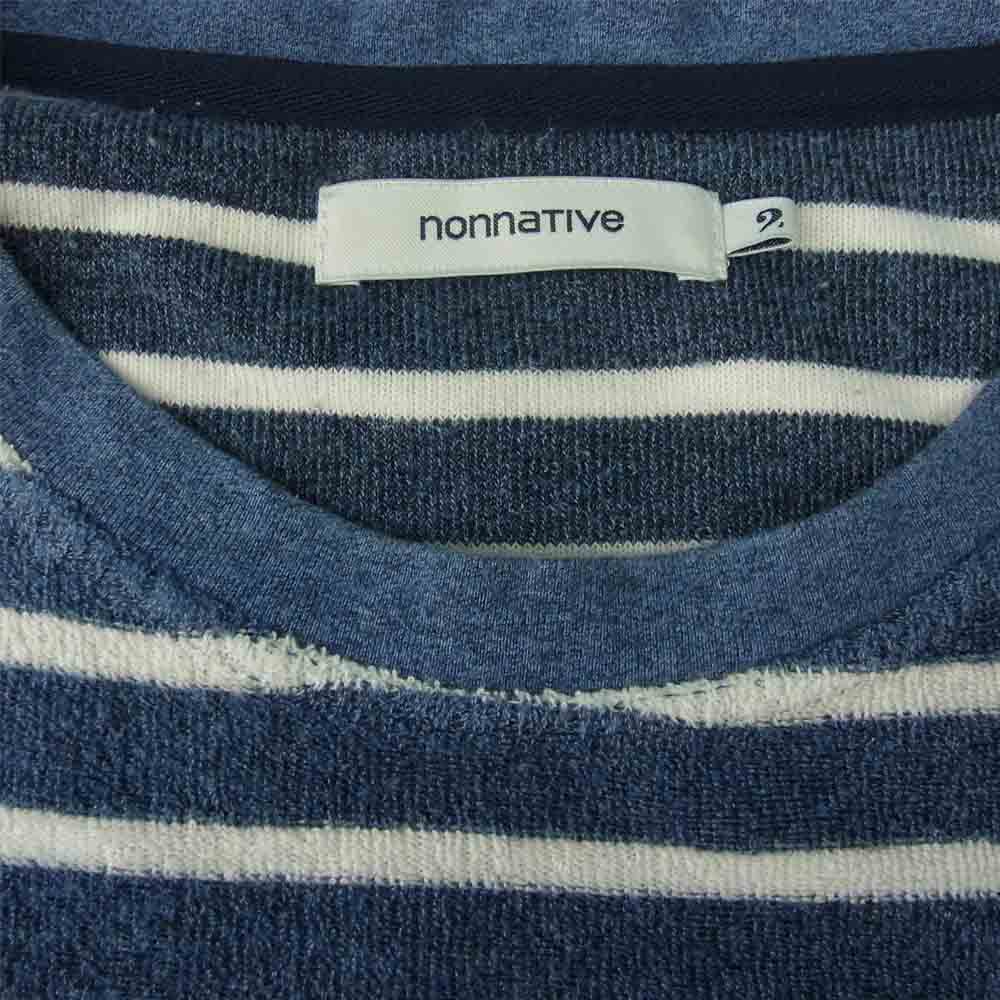 nonnative ノンネイティブ 18SS NN-C3328 COACH CREW S/S PULLOVER C/P SWEAT PILE ボーダースウェット パイル Ｔシャツ ホワイト系 ネイビー系 2【中古】