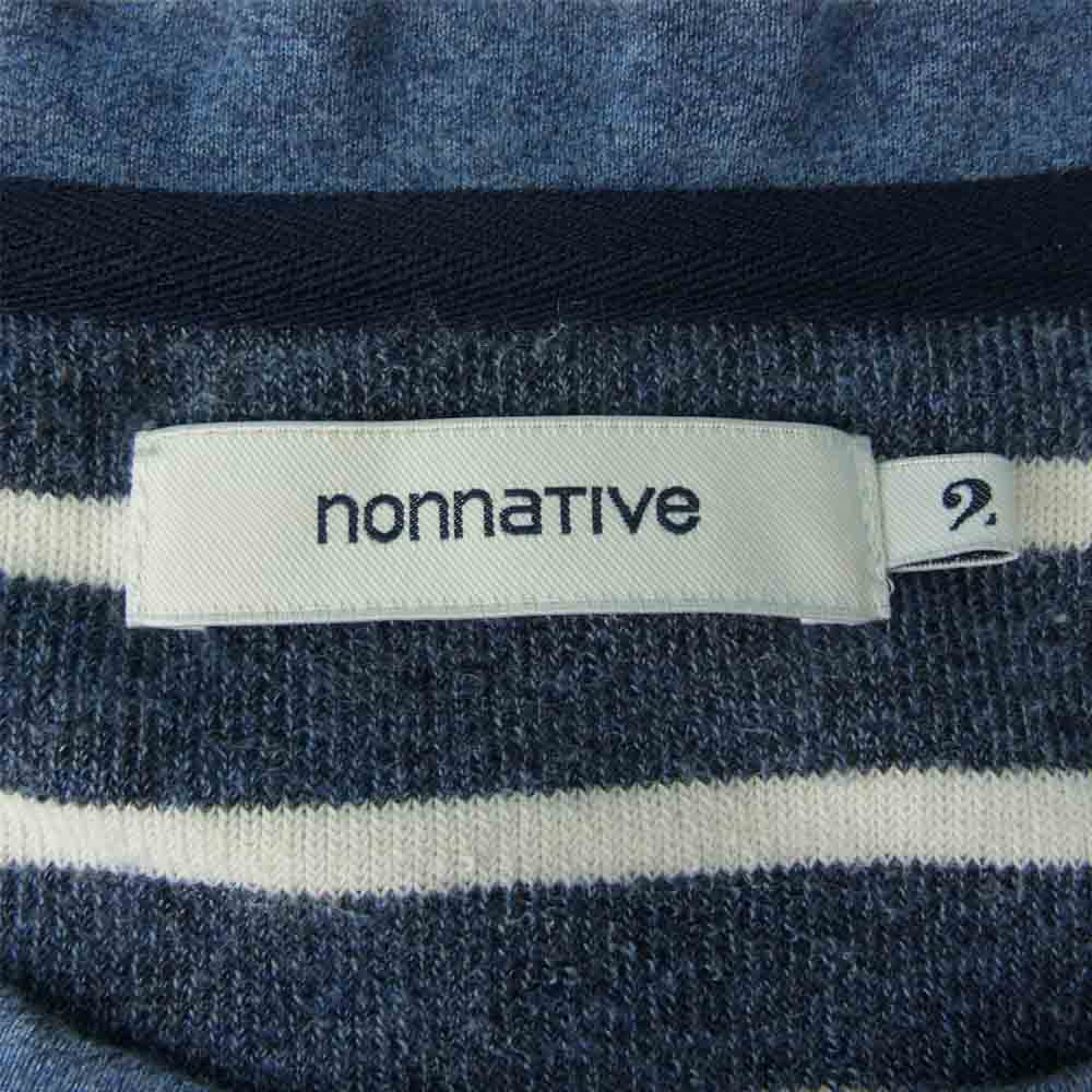 nonnative ノンネイティブ 18SS NN-C3328 COACH CREW S/S PULLOVER C/P SWEAT PILE ボーダースウェット パイル Ｔシャツ ホワイト系 ネイビー系 2【中古】