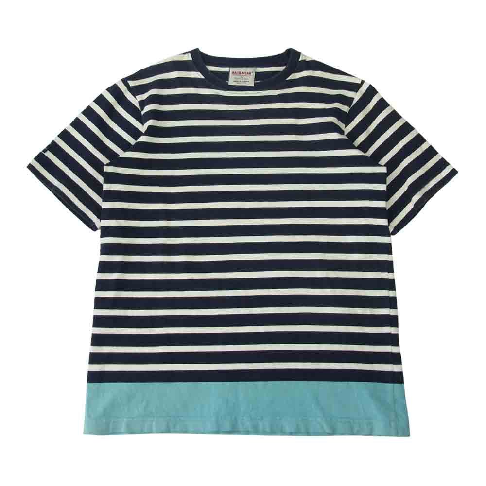 SOPHNET. ソフネット 17SS SOPH-170153 × BARBARIAN PANEL BORDER TEE パネル ボーダー Tシャツ 半袖 ホワイト系 ネイビー系 L【中古】