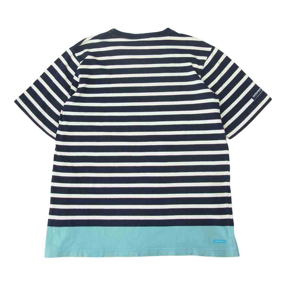 SOPHNET. ソフネット 17SS SOPH-170153 × BARBARIAN PANEL BORDER TEE パネル ボーダー Tシャツ 半袖 ホワイト系 ネイビー系 L【中古】