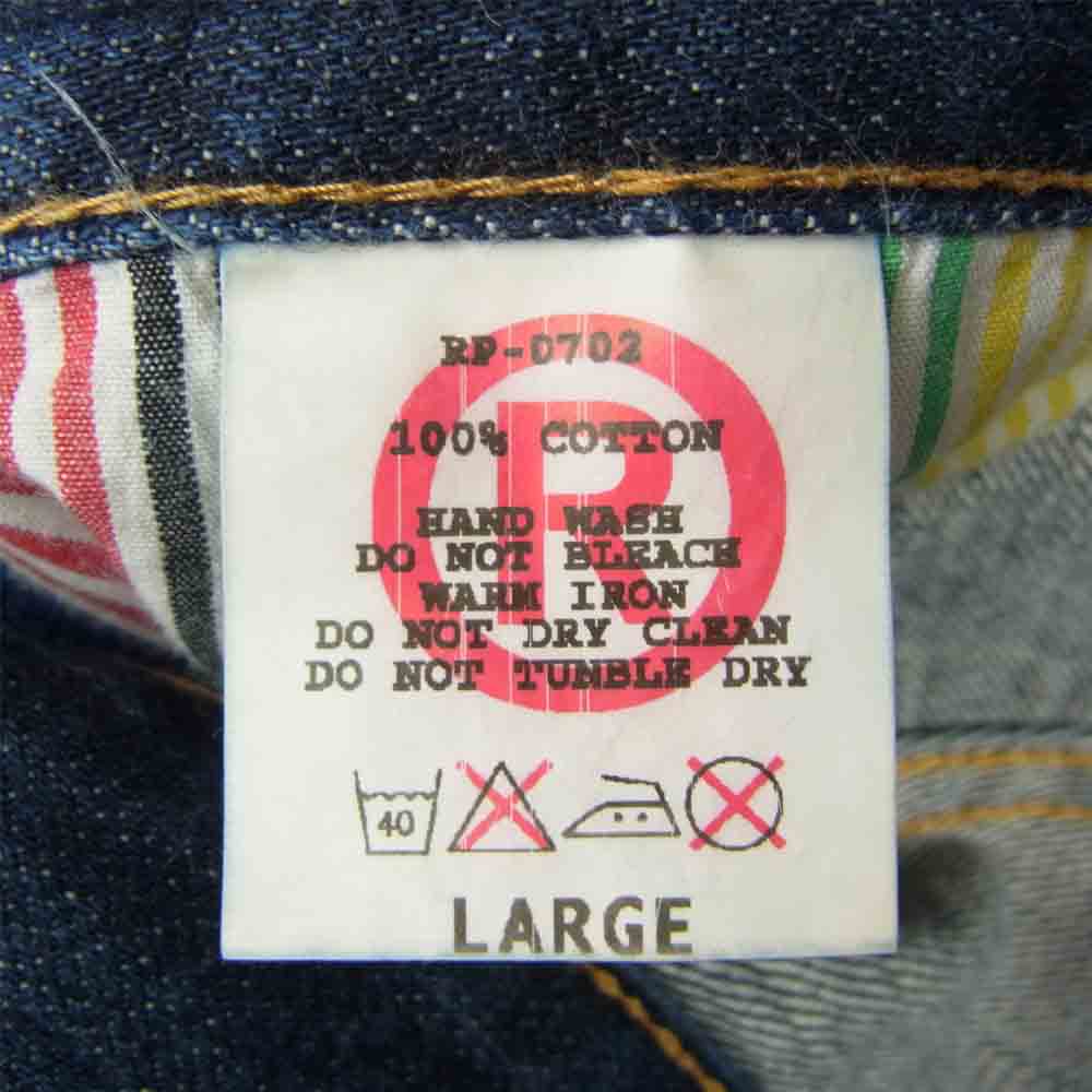 デニム パンツ ポケット内布 ストライプ インディゴブルー系 L【中古】