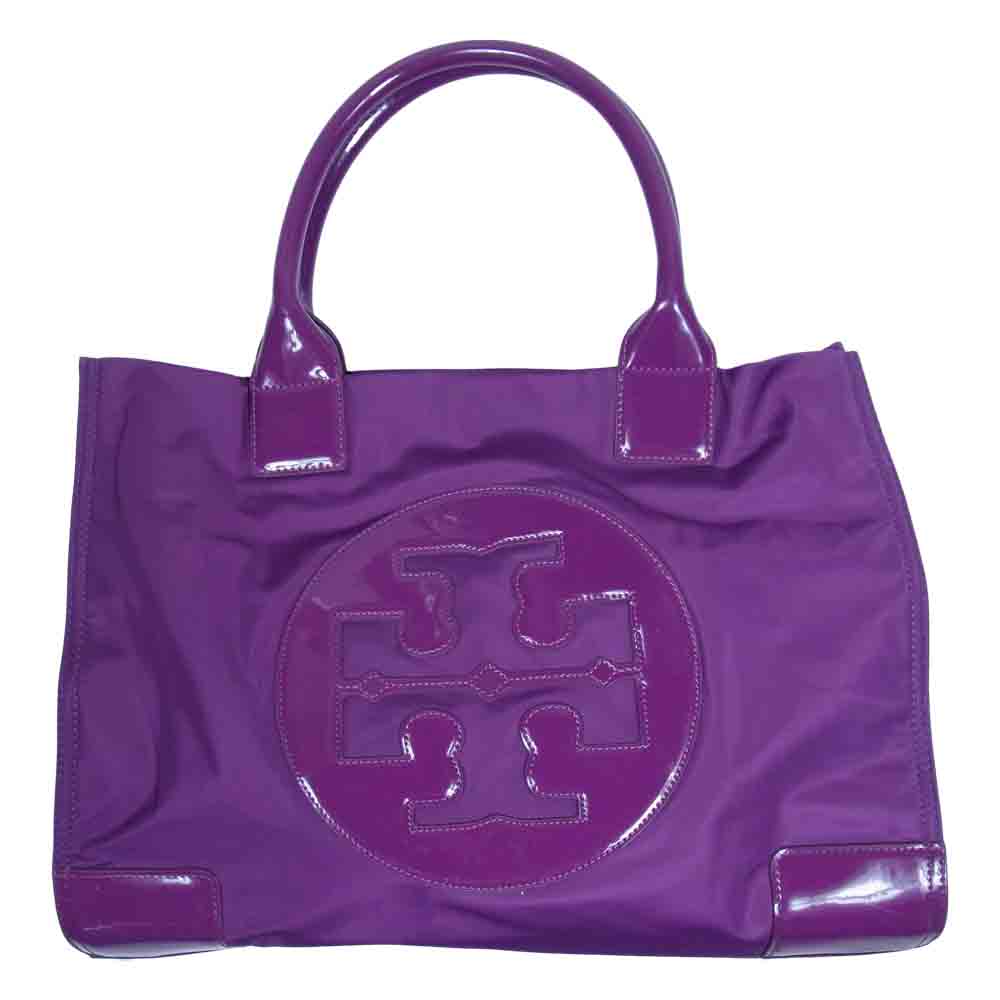 Tory Burch トリーバーチ エナメル ナイロン トート バッグ パープル系 