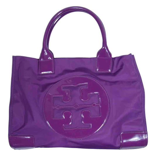 Tory Burch トリーバーチ エナメル ナイロン トート バッグ パープル系【中古】