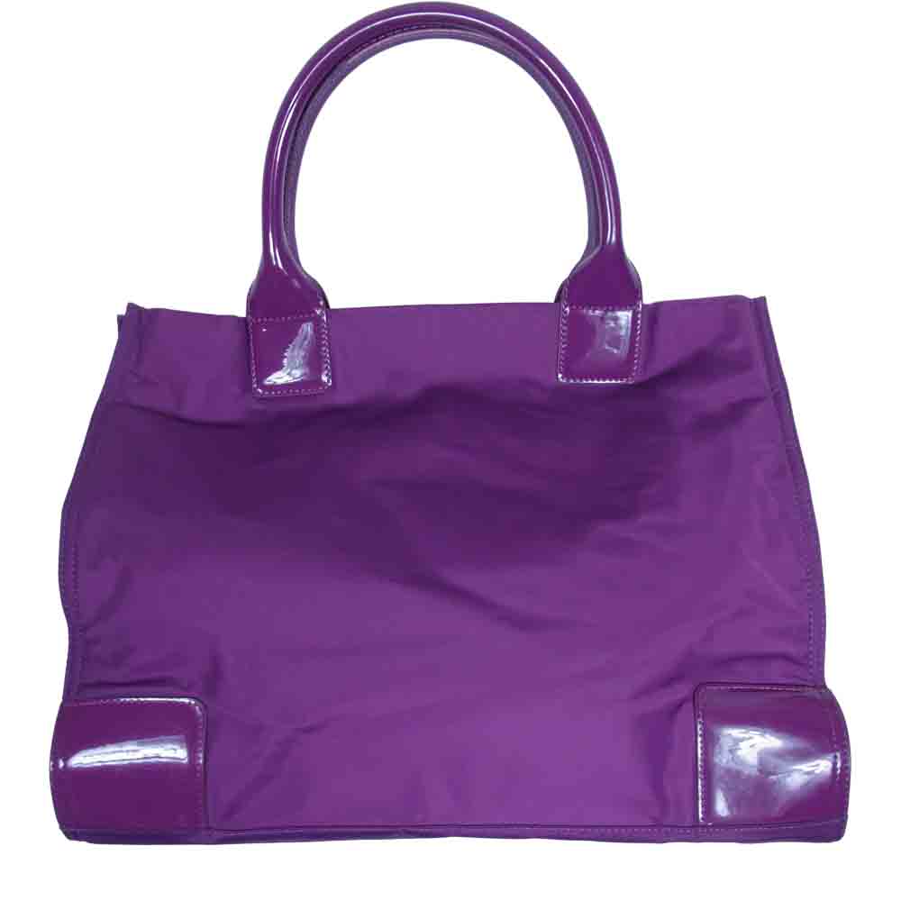 Tory Burch トリーバーチ エナメル ナイロン トート バッグ パープル系【中古】