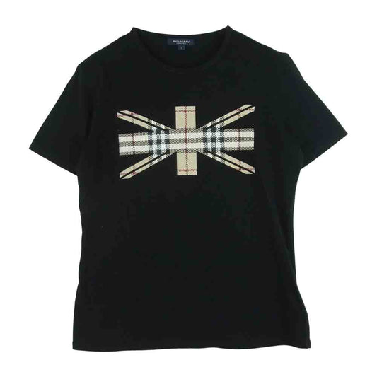 BURBERRY LONDON バーバリー ロンドン FAA16-044 ノヴァチェック ユニオンジャックプリント 半袖 Tシャツ ブラック系 1【中古】