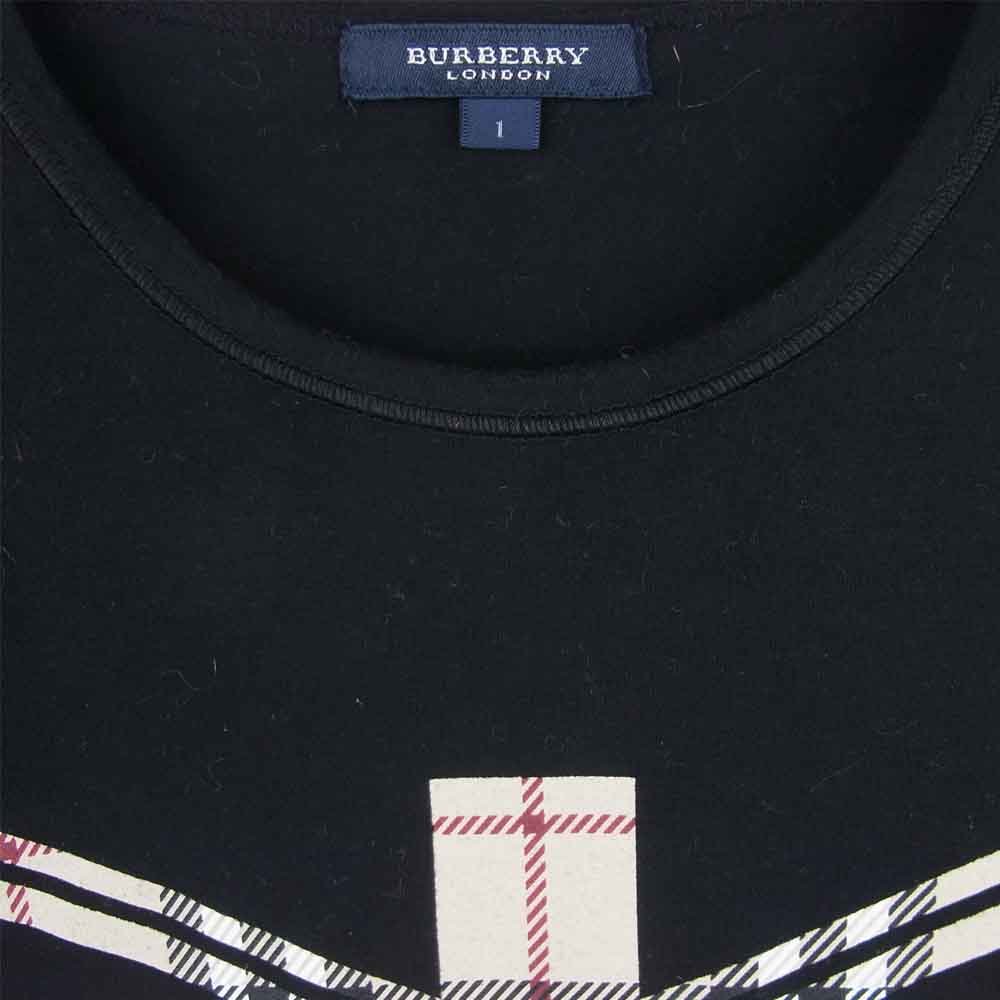 BURBERRY LONDON バーバリー ロンドン FAA16-044 ノヴァチェック ユニオンジャックプリント 半袖 Tシャツ ブラック系 1【中古】