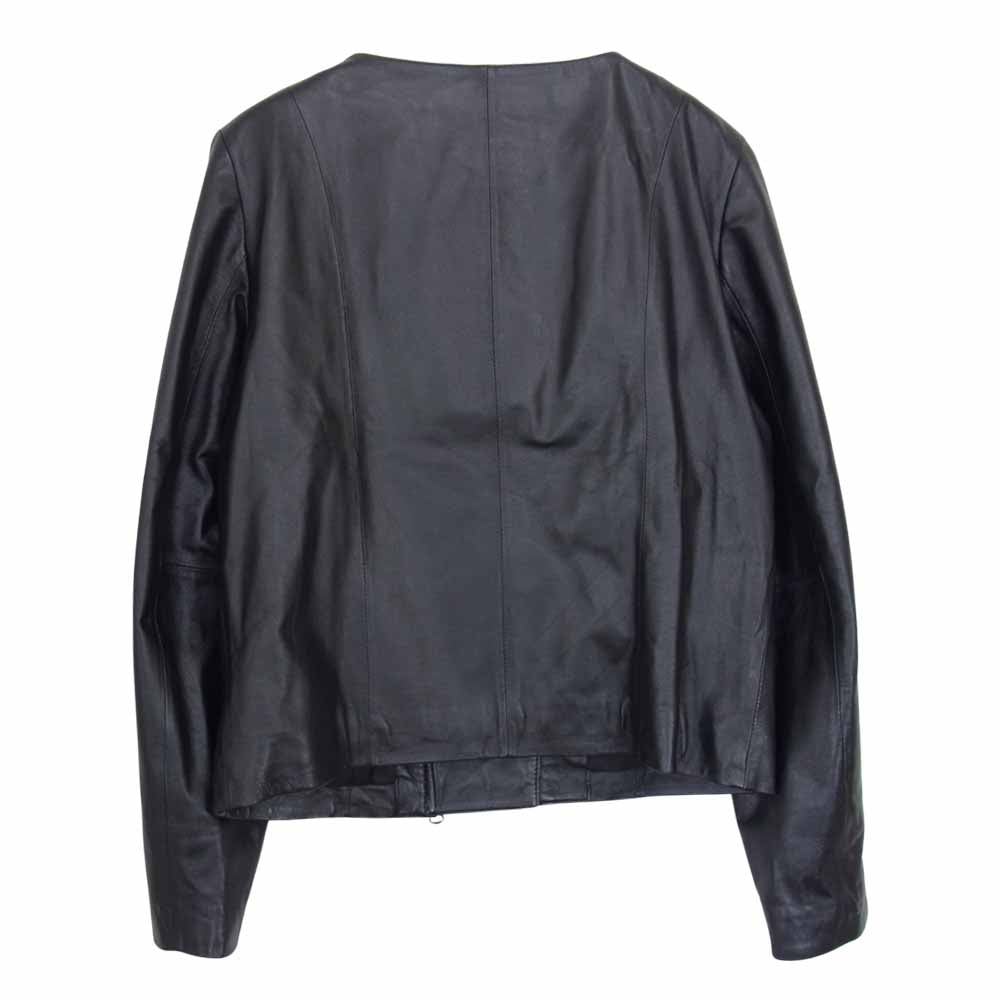 ルール 羊革 ノーカラー レザー ジャケット ブラック系 L【中古】