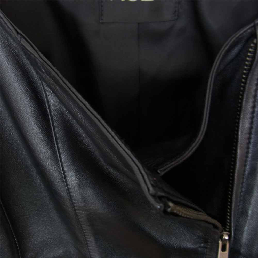 ルール 羊革 ノーカラー レザー ジャケット ブラック系 L【中古】