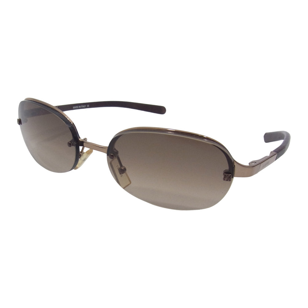 LOEWE ロエベ SLW 005 レザー テンプル サングラス ブラウン系【中古】
