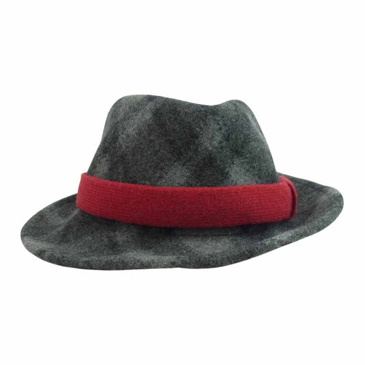 Vivienne Westwood ヴィヴィアンウエストウッド オーブ刺繍 チェック ウール ハット グレー系 S~M【中古】