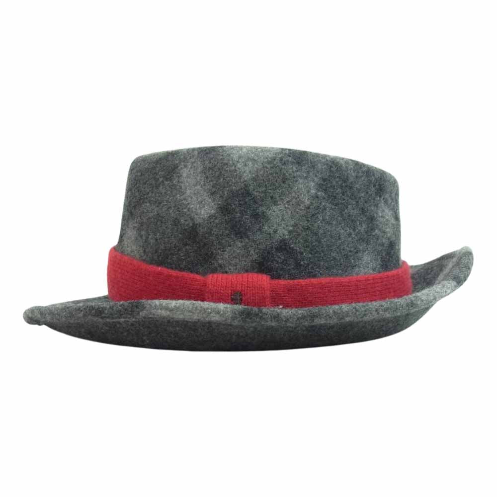 Vivienne Westwood ヴィヴィアンウエストウッド オーブ刺繍 チェック ウール ハット グレー系 S~M【中古】