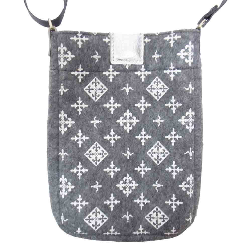 ラシット 総柄 ポーチ ミニ ショルダー バッグ グレー系【極上美品】【中古】