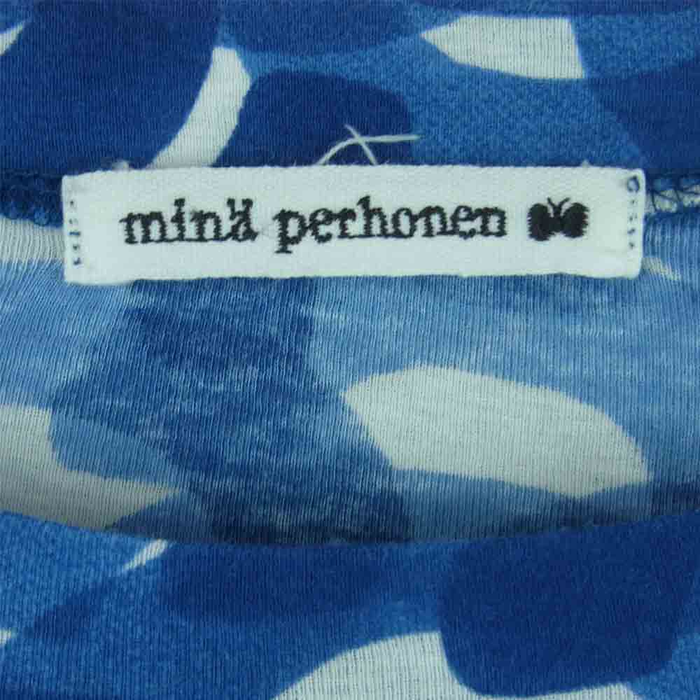 mina perhonen ミナペルホネン SS8629 AALTO 総柄 ボックスシルエット 半袖 カットソー 日本製 ブルー系【中古】