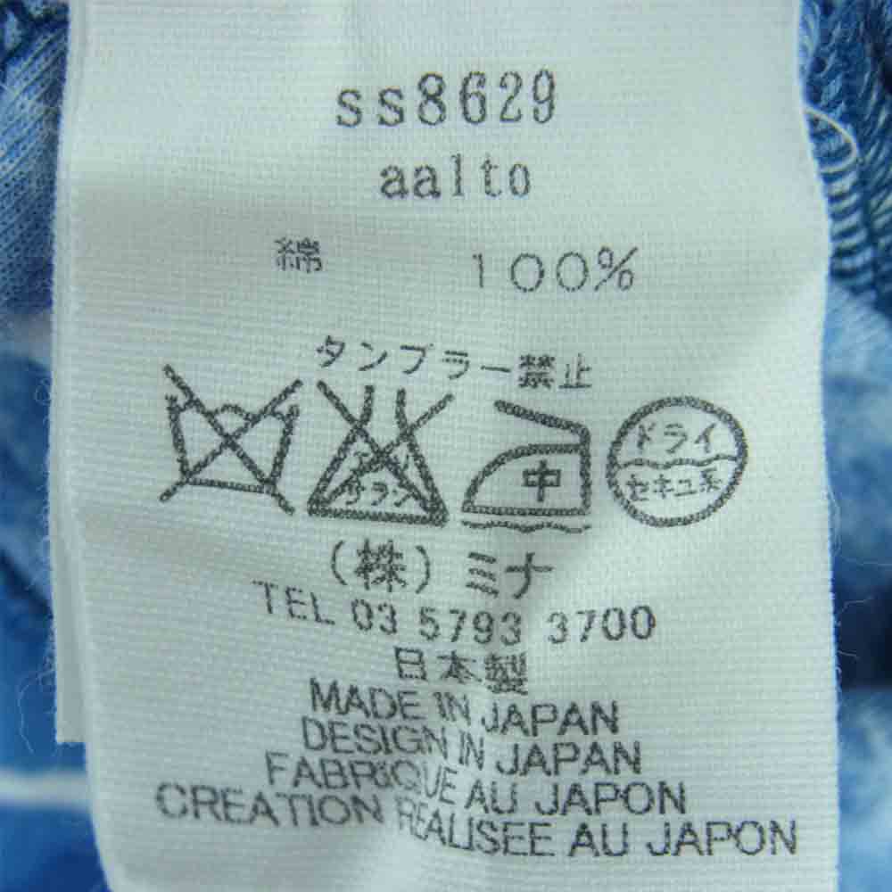 mina perhonen ミナペルホネン SS8629 AALTO 総柄 ボックスシルエット 半袖 カットソー 日本製 ブルー系【中古】