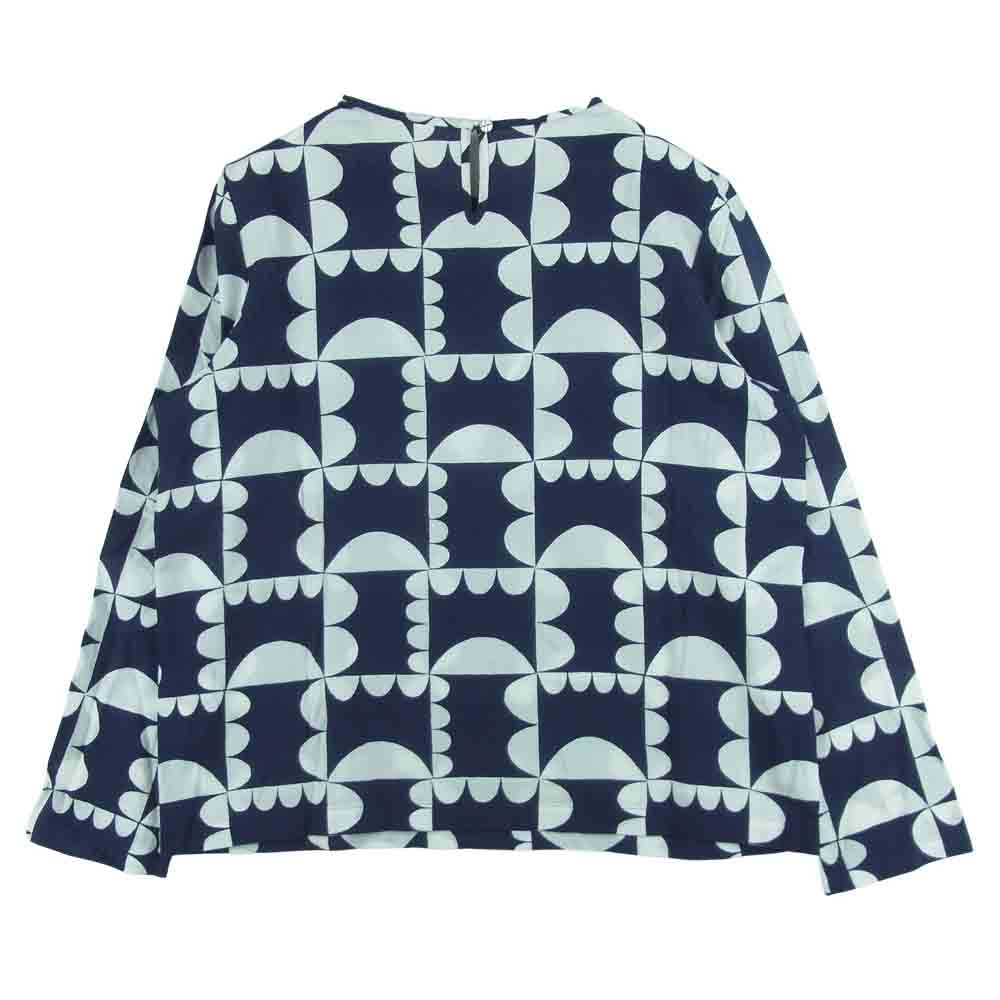 mina perhonen ミナペルホネン 16AW UA1810 HANA GUMO コットン プルオーバー ブラウス ネイビー系 ホワイト系 38【中古】