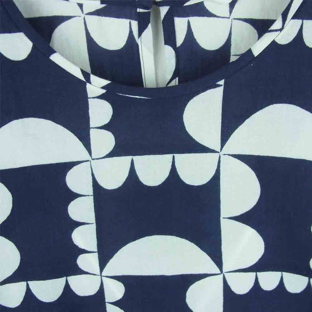 mina perhonen ミナペルホネン 16AW UA1810 HANA GUMO コットン プルオーバー ブラウス ネイビー系 ホワイト系 38【中古】