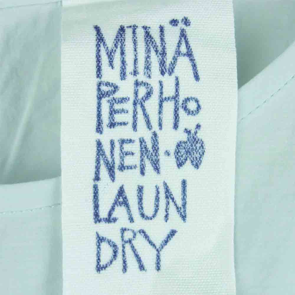 mina perhonen ミナペルホネン Id1027 LAND THEATER ランドシアター 刺繍 フレンチスリーブ ブラウス ライトブルー系 サンドベージュ系 36【中古】