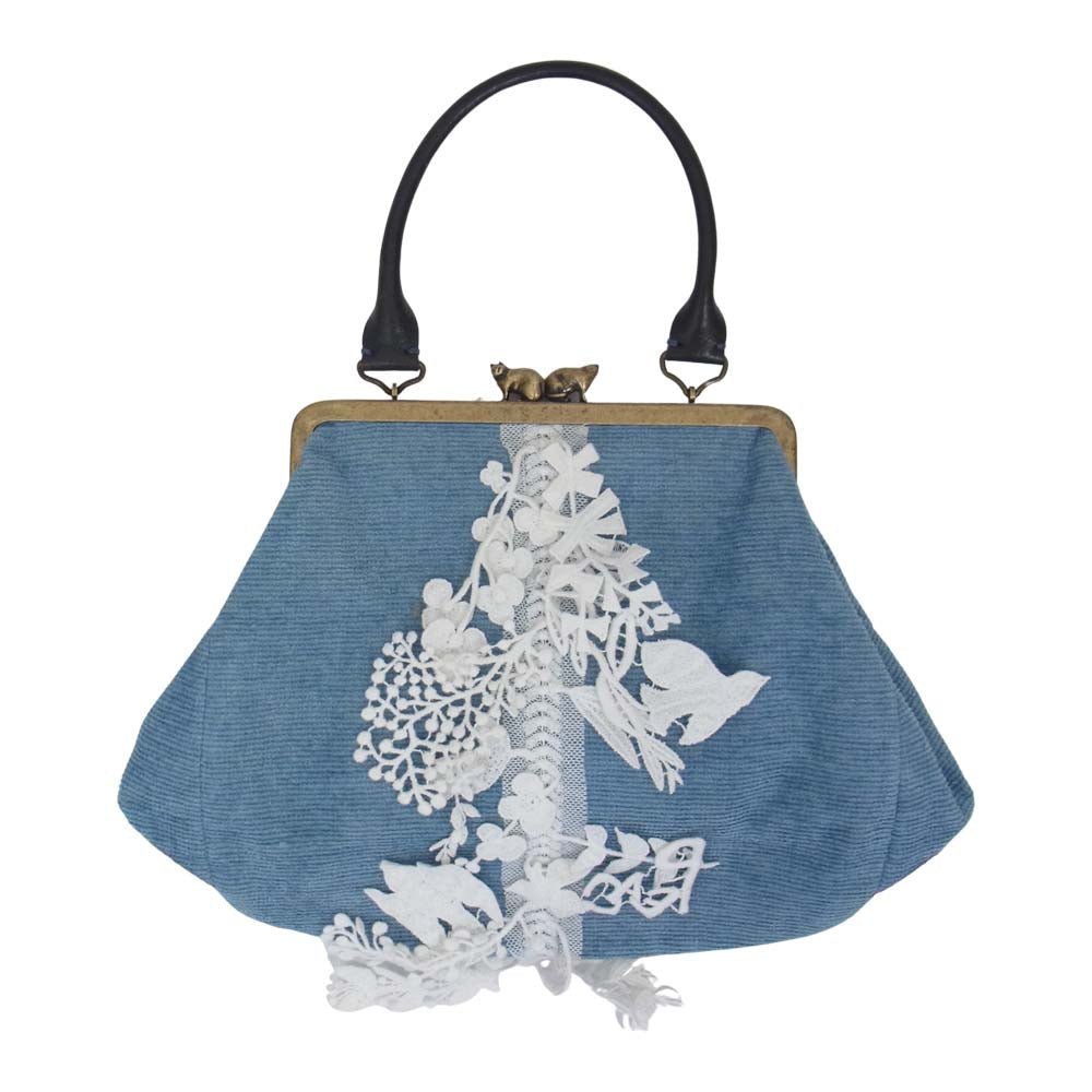 mina perhonen ミナペルホネン US9609 forest parade cuddle bag フォレストパレード カドルバッグ がま口 ハンドバッグ ブルー系【極上美品】【中古】