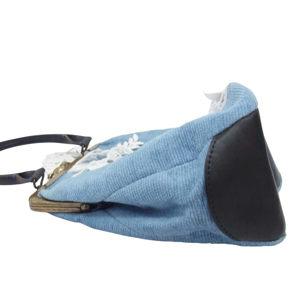 mina perhonen ミナペルホネン US9609 forest parade cuddle bag フォレストパレード カドルバッグ がま口 ハンドバッグ ブルー系【極上美品】【中古】