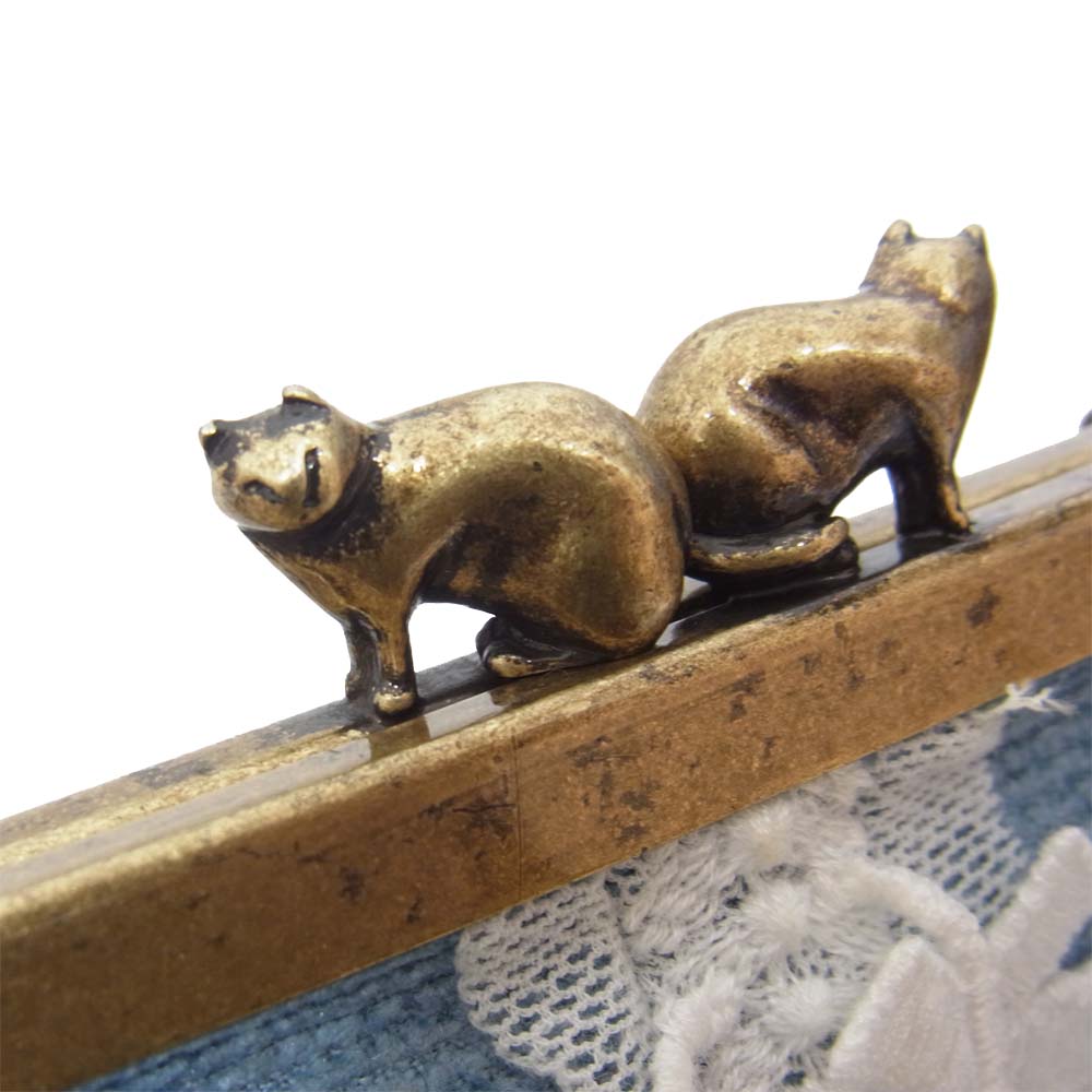 mina perhonen ミナペルホネン US9609 forest parade cuddle bag フォレストパレード カドルバッグ がま口 ハンドバッグ ブルー系【極上美品】【中古】