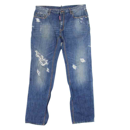 DSQUARED2 ディースクエアード S71A0419 クラッシュ 加工 デニム パンツ インディゴブルー系 48【中古】