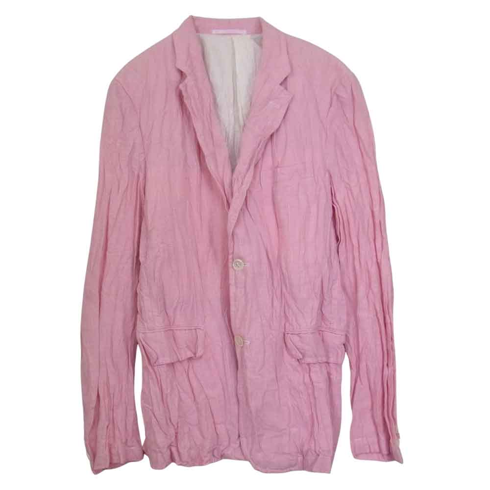 COMME des GARCONS コムデギャルソン HOMME オム AD2007 HA-J057 皺加工 リネン テーラード ジャケット ピンク系 S【中古】