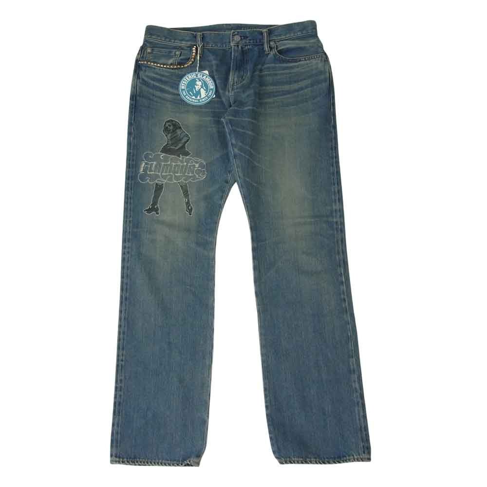HYSTERIC GLAMOUR ヒステリックグラマー 02213AP20 VIXEN GIRL刺繍 スリムストレートデニム インディゴブルー系 34【新古品】【未使用】【中古】