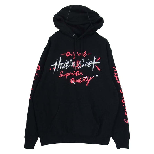TENDERLOIN テンダーロイン × Hideandseek ハイドアンドシーク プリント プルオーバー パーカー ブラック系 M【中古】