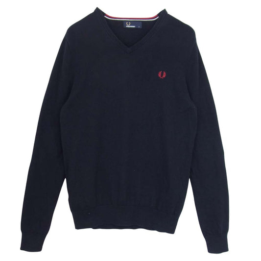 FRED PERRY フレッドペリー Vネック セーター  ネイビー系 S【中古】