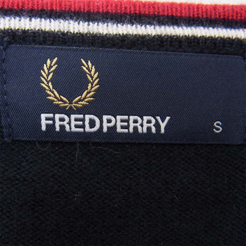 FRED PERRY フレッドペリー Vネック セーター  ネイビー系 S【中古】
