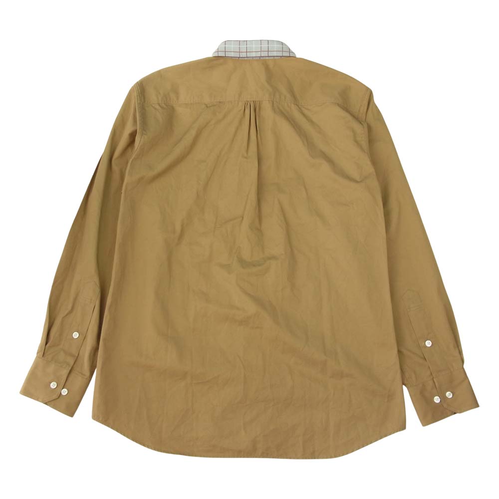 soe ソーイ soe shirts チェック 切替 ボタンダウン 長袖 シャツ ベージュ系 40【中古】