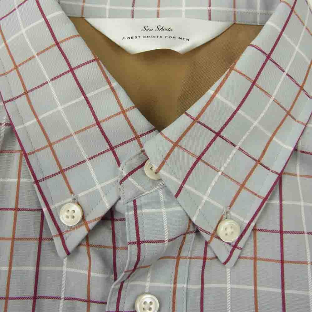soe ソーイ soe shirts チェック 切替 ボタンダウン 長袖 シャツ ベージュ系 40【中古】