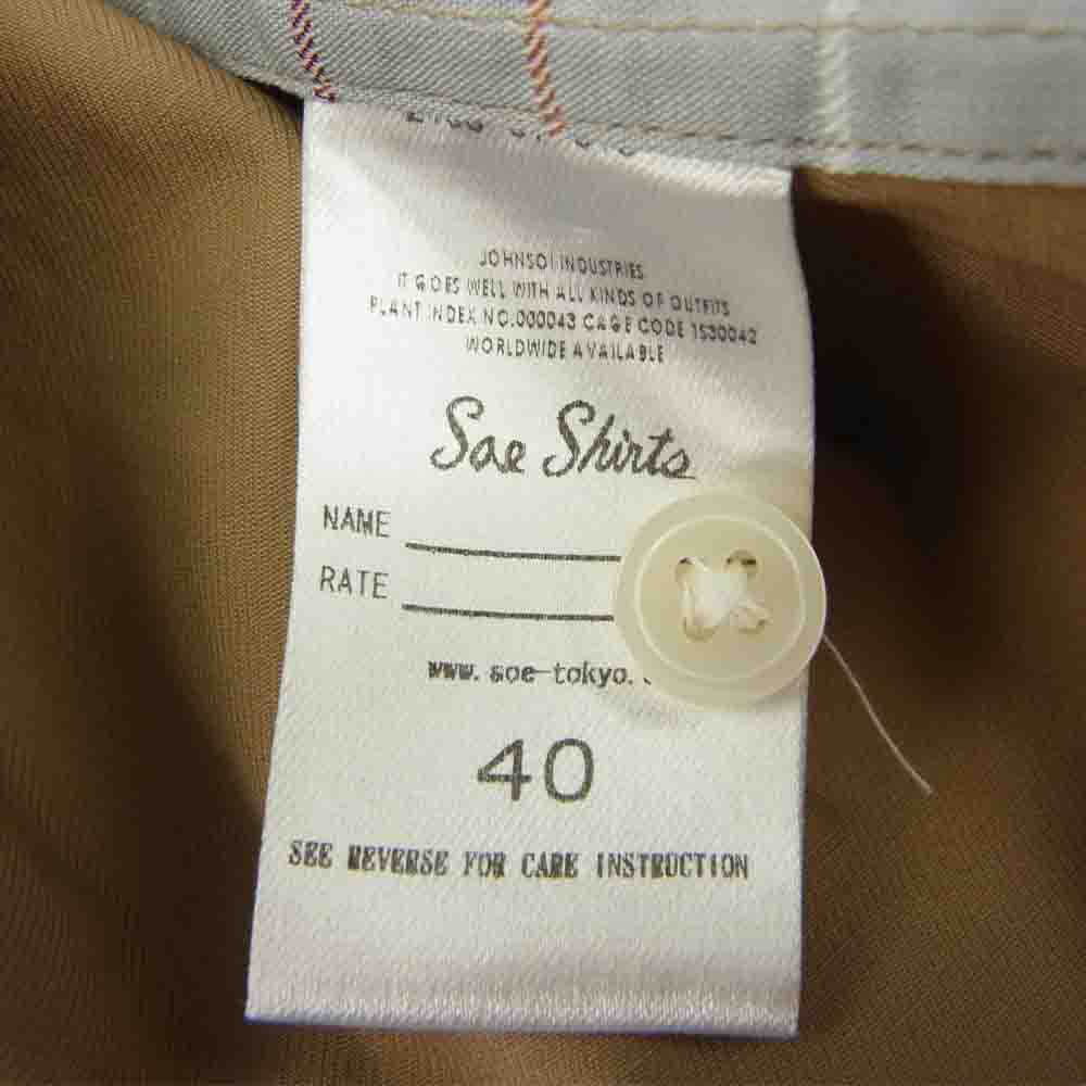 soe ソーイ soe shirts チェック 切替 ボタンダウン 長袖 シャツ ベージュ系 40【中古】
