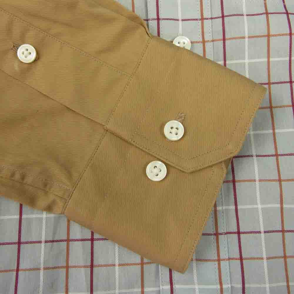 soe ソーイ soe shirts チェック 切替 ボタンダウン 長袖 シャツ ベージュ系 40【中古】