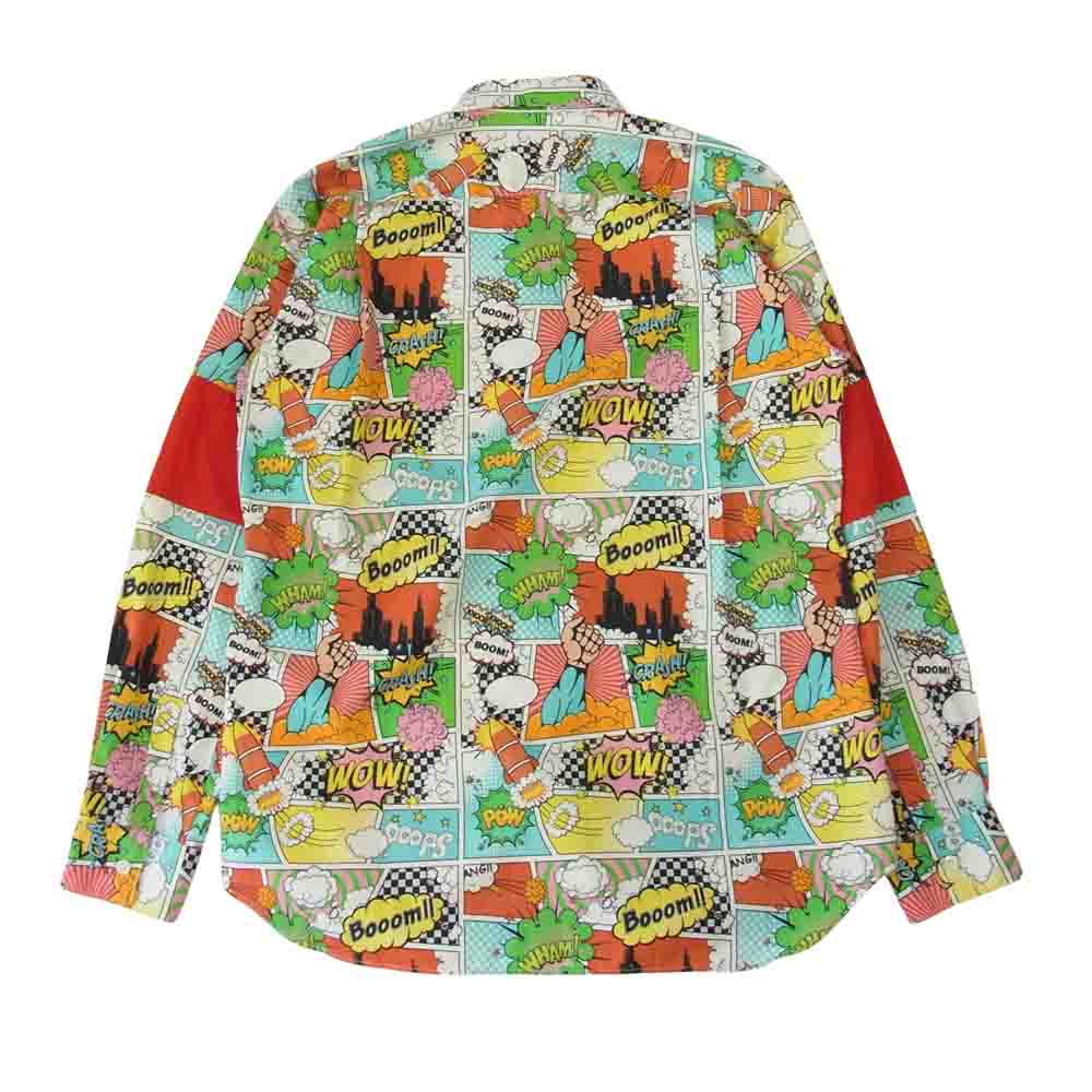 COMME des GARCONS コムデギャルソン SHIRT フランス製 W27020 19AW アメコミ総柄 長袖 シャツ ホワイト系 S【美品】【中古】