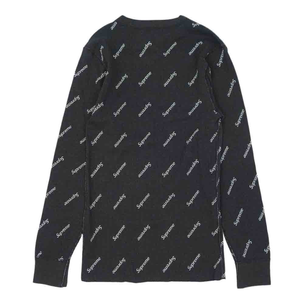 Supreme シュプリーム 20AW Hanes Thermal Crew ヘインズ サーマル ワッフル ロゴ 総柄 クルーネック ダークグレー系 M【中古】