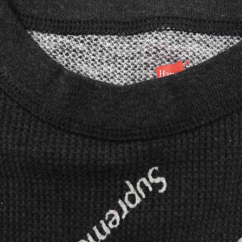 Supreme シュプリーム 20AW Hanes Thermal Crew ヘインズ サーマル ワッフル ロゴ 総柄 クルーネック ダークグレー系 M【中古】