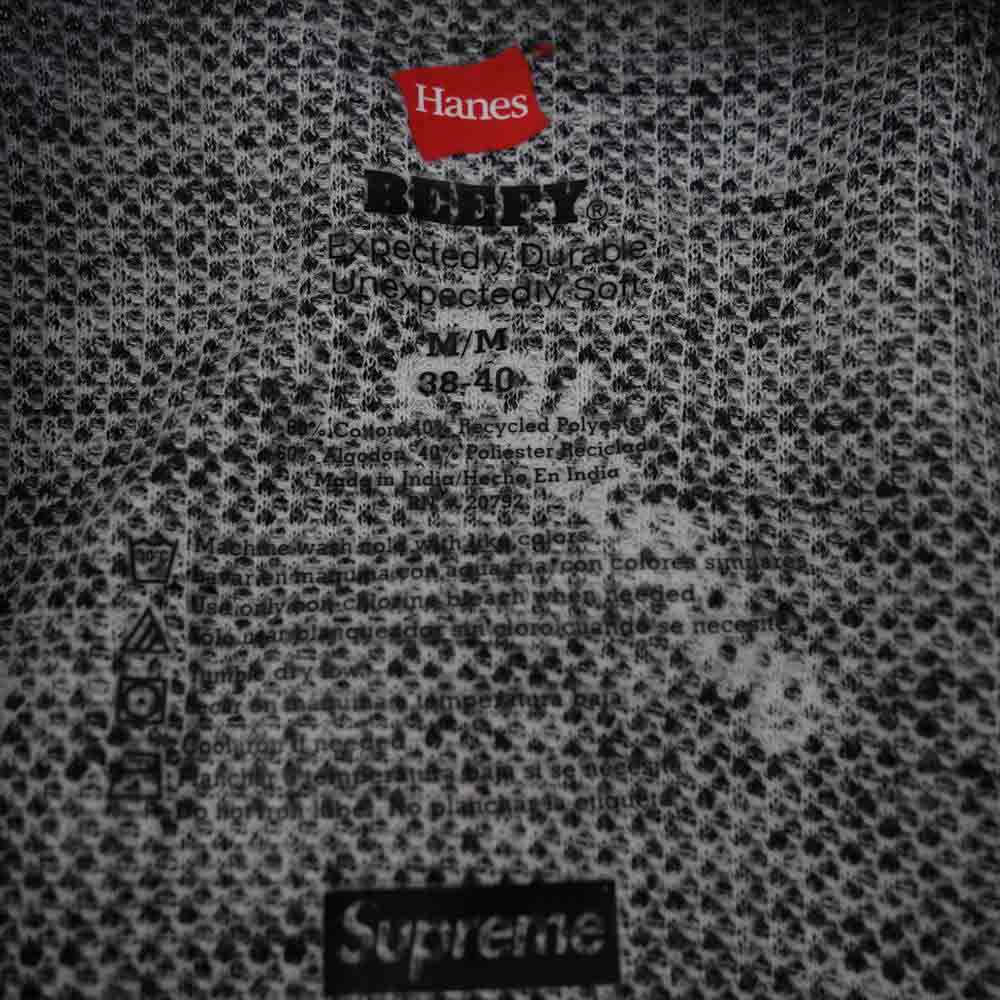 Supreme シュプリーム 20AW Hanes Thermal Crew ヘインズ サーマル ワッフル ロゴ 総柄 クルーネック ダークグレー系 M【中古】