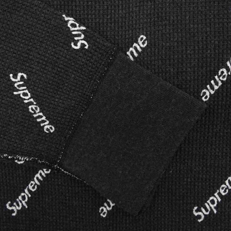 Supreme シュプリーム 20AW Hanes Thermal Crew ヘインズ サーマル ワッフル ロゴ 総柄 クルーネック ダークグレー系  M【中古】