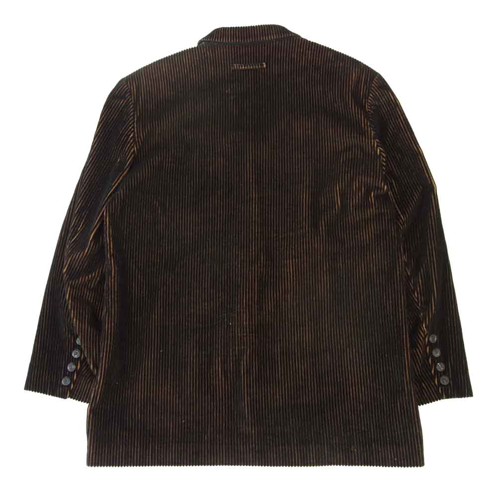 JEAN-PAUL GAULTIER ジャンポールゴルチエ HOMME 裏地ブル総柄 太畝 コーデュロイ 4ポケット テーラード ジャケット ブラック系 ブラウン系 48【中古】