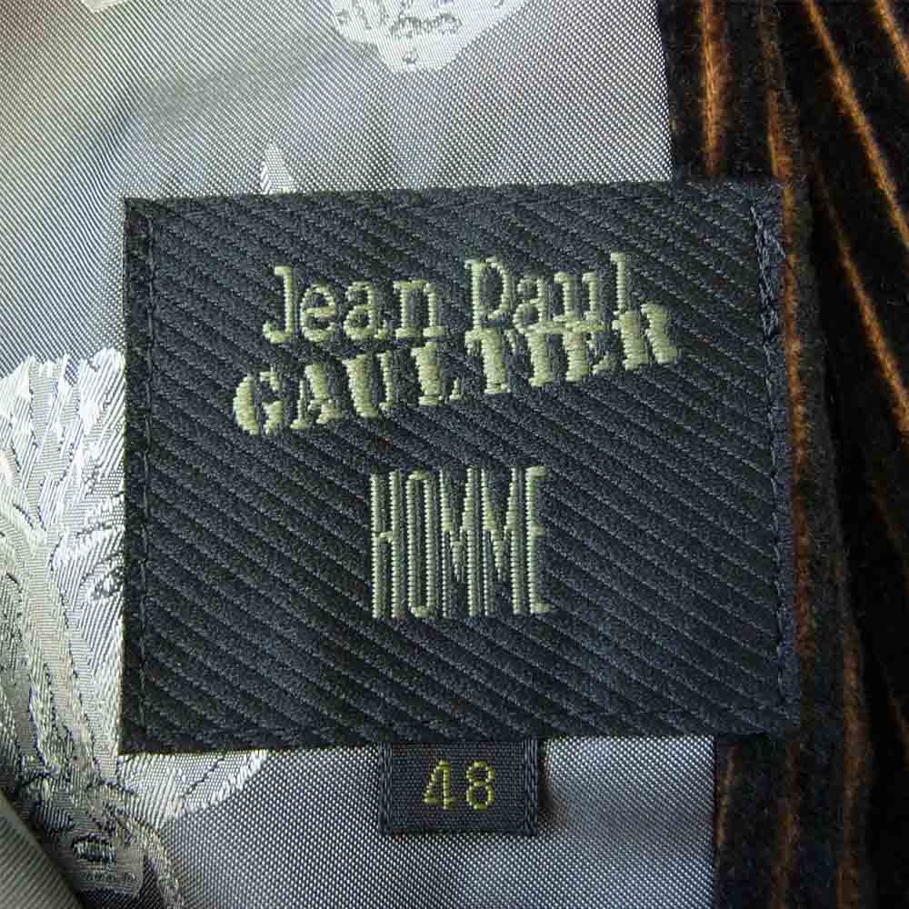 JEAN-PAUL GAULTIER ジャンポールゴルチエ HOMME 裏地ブル総柄 太畝 コーデュロイ 4ポケット テーラード ジャケット ブラック系 ブラウン系 48【中古】