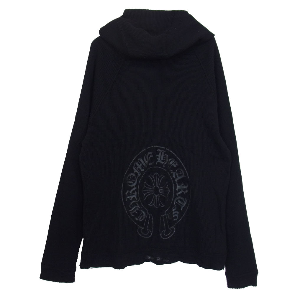 CHROME HEARTS クロムハーツ（原本無） ホースシュー バックプリント サーマル プルオーバー パーカー ブラック系 L【美品】【中古】