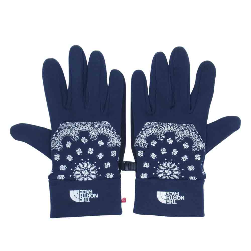 Supreme シュプリーム 14AW NN61444 × THE NORTH FACE ノースフェイス BANDANA ETIP GLOVE バンダナ グローブ 手袋 ネイビー系 M【中古】