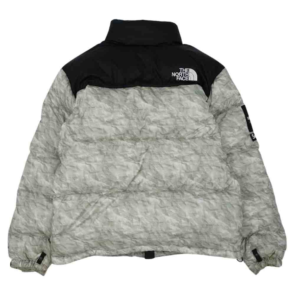 Supreme シュプリーム 19AW ND91806I 【訳難有】THE NORTH FACE ノースフェイス Paper Print Nuptse Jacket ペーパー 紙 プリント ヌプシ ダウン ジャケット グレー系【中古】