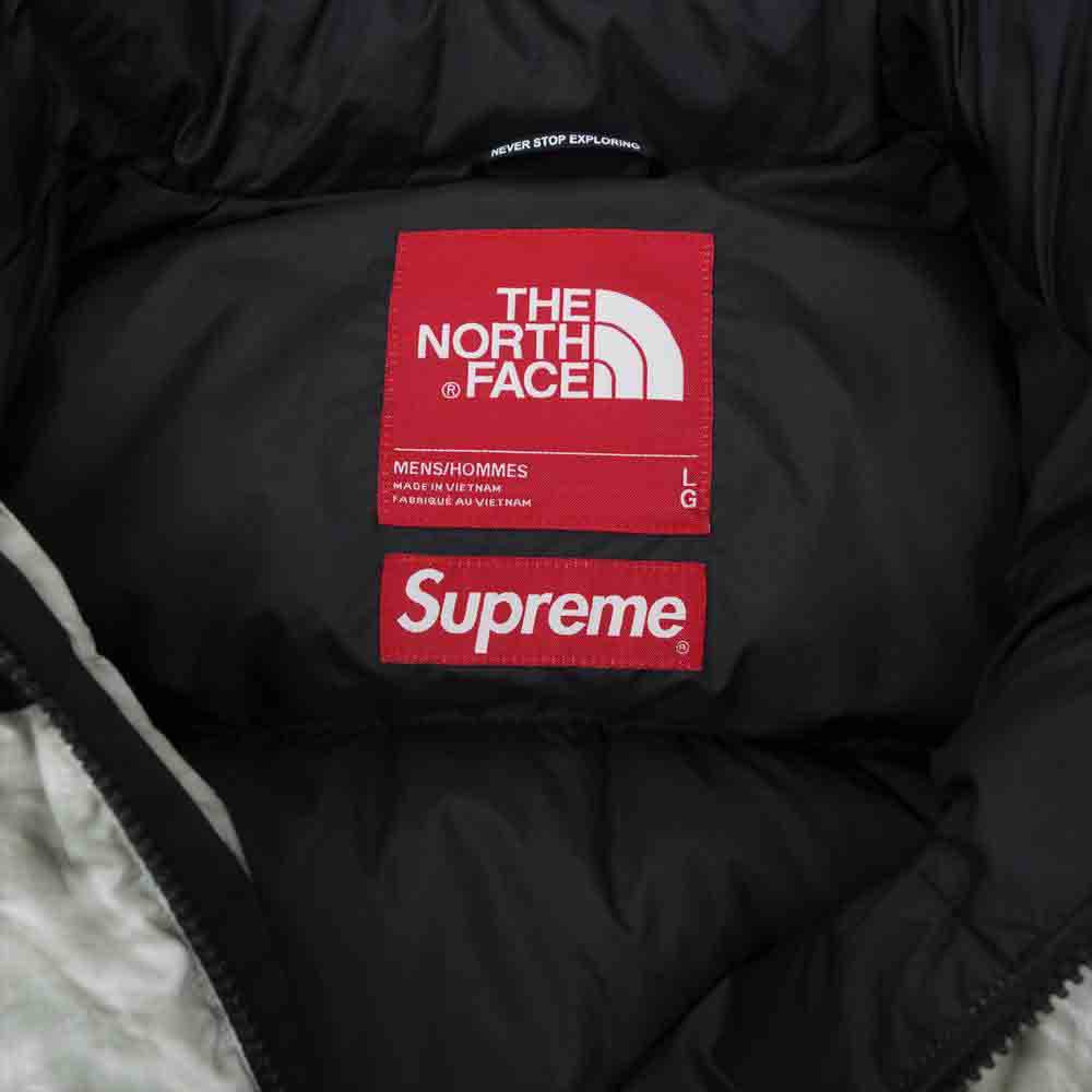 Supreme シュプリーム 19AW ND91806I 【訳難有】THE NORTH FACE ノースフェイス Paper Print Nuptse Jacket ペーパー 紙 プリント ヌプシ ダウン ジャケット グレー系【中古】