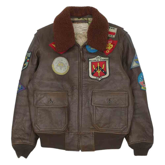 AVIREX アヴィレックス 6181013 G-1フライトジャケット TOP GUN トップガン レザー ジャケット ダークブラウン系 XL【中古】