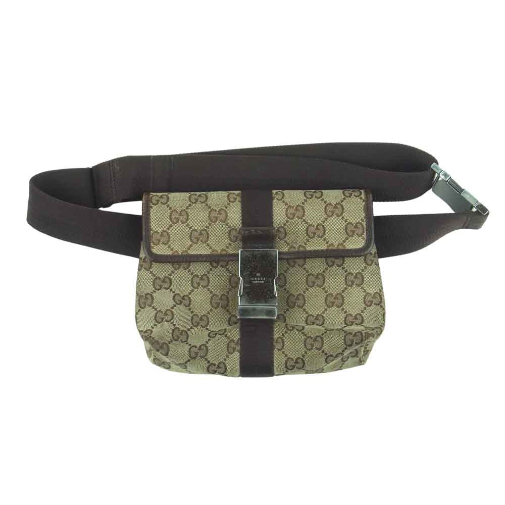 GUCCI グッチ 131236 GGキャンバス ショルダー ウエスト ポーチ ボディ バッグ ベージュ系 ブラウン系【中古】